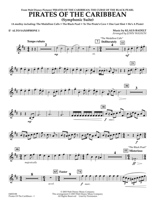 Book cover for Pirates Of The Caribbean (Symphonic Suite) (arr. John Wasson) - Eb Alto Saxophone 1