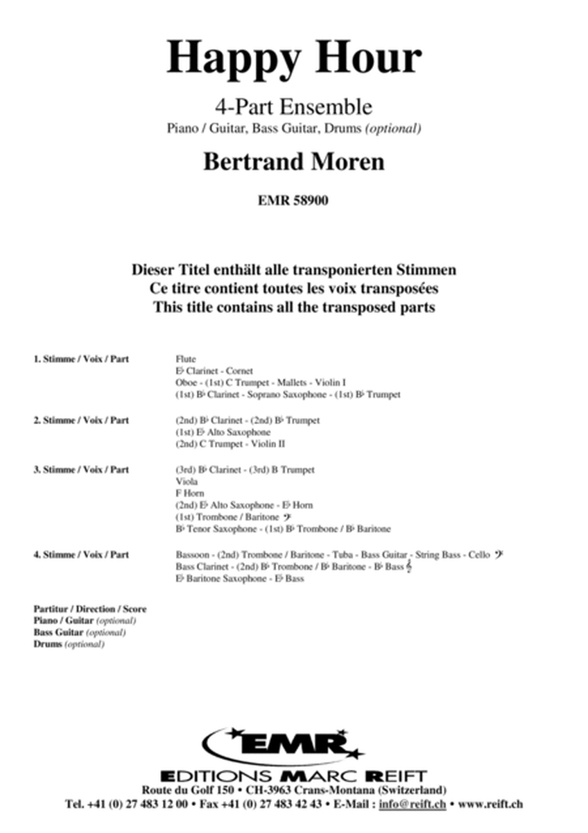 Happy Hour by Bertrand Moren 4-Part - Sheet Music