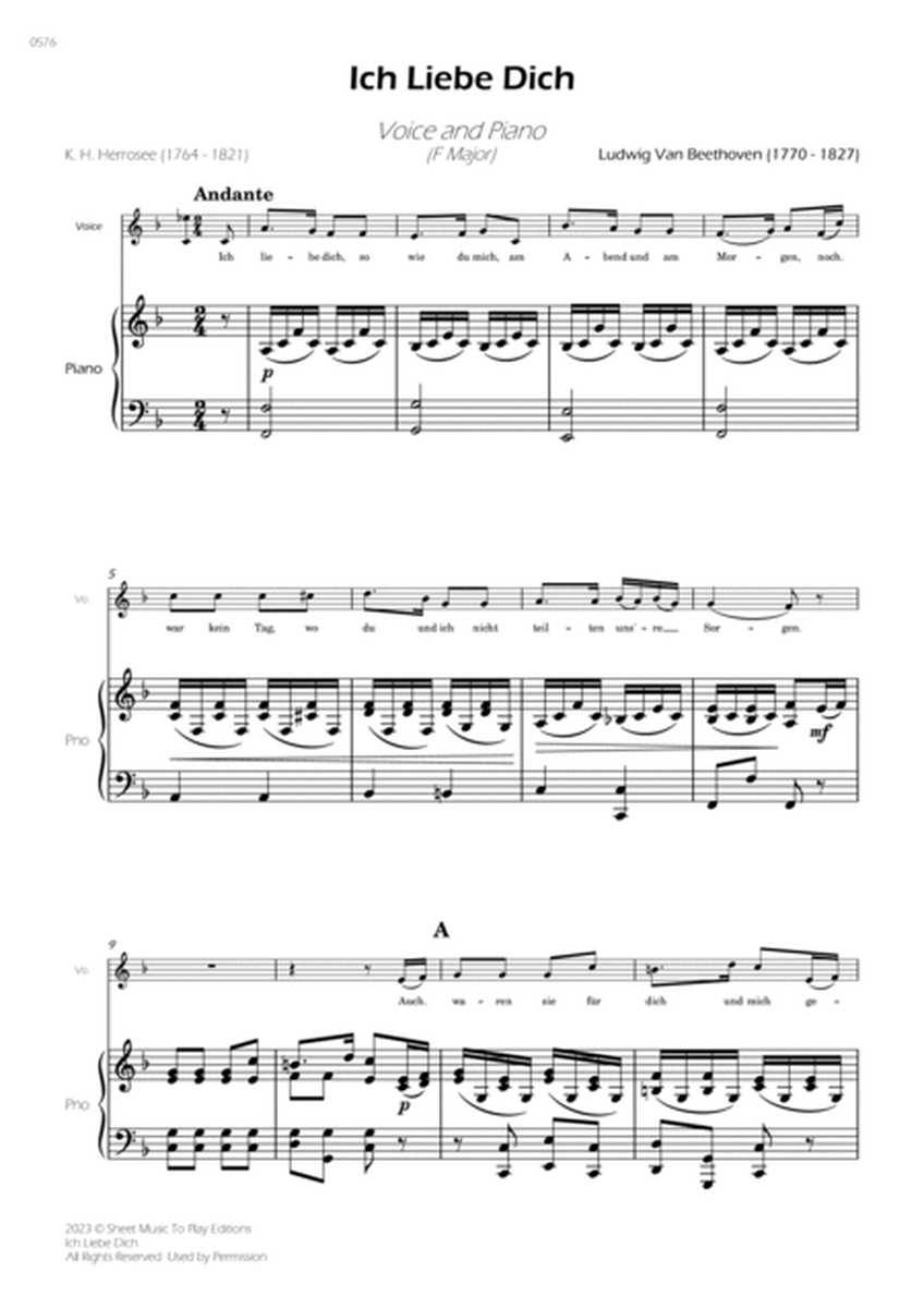 Ich Liebe Dich - Voice and Piano - F Major (Full Score and Parts) image number null