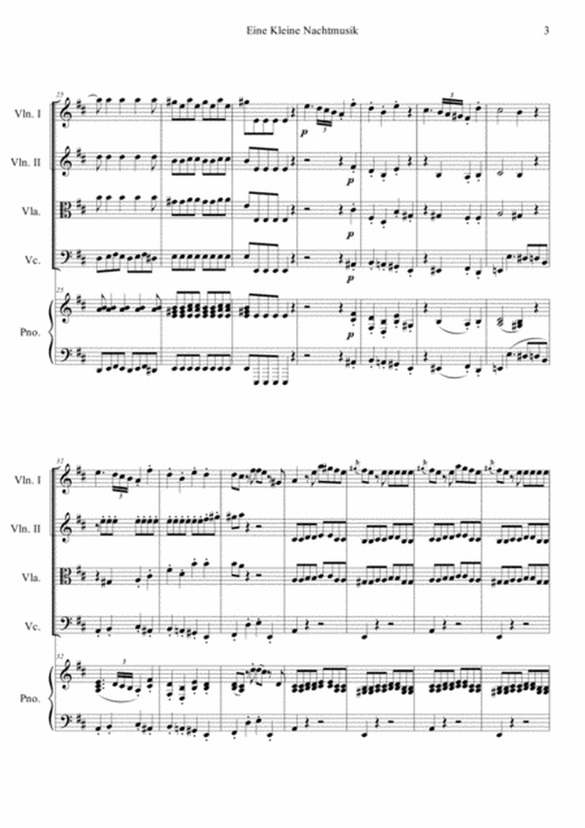 Serenade No.13 "Eine Kleine Nachtmusik" in G major, K.525 1.Allegro Easy & Short In D