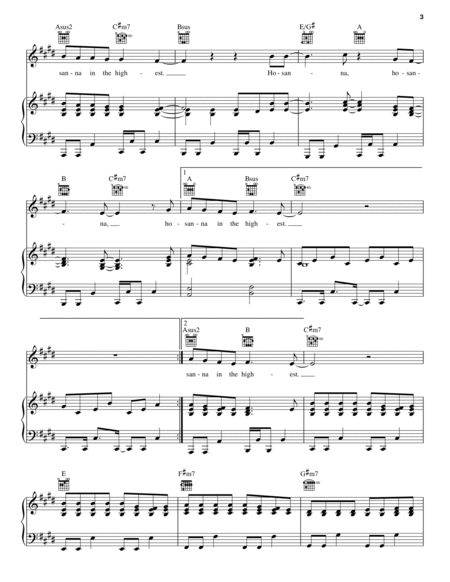 Hosanna (Praise Is Rising) sheet music for voice, piano or guitar