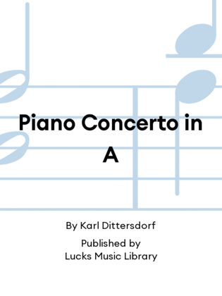Book cover for Piano Concerto in A