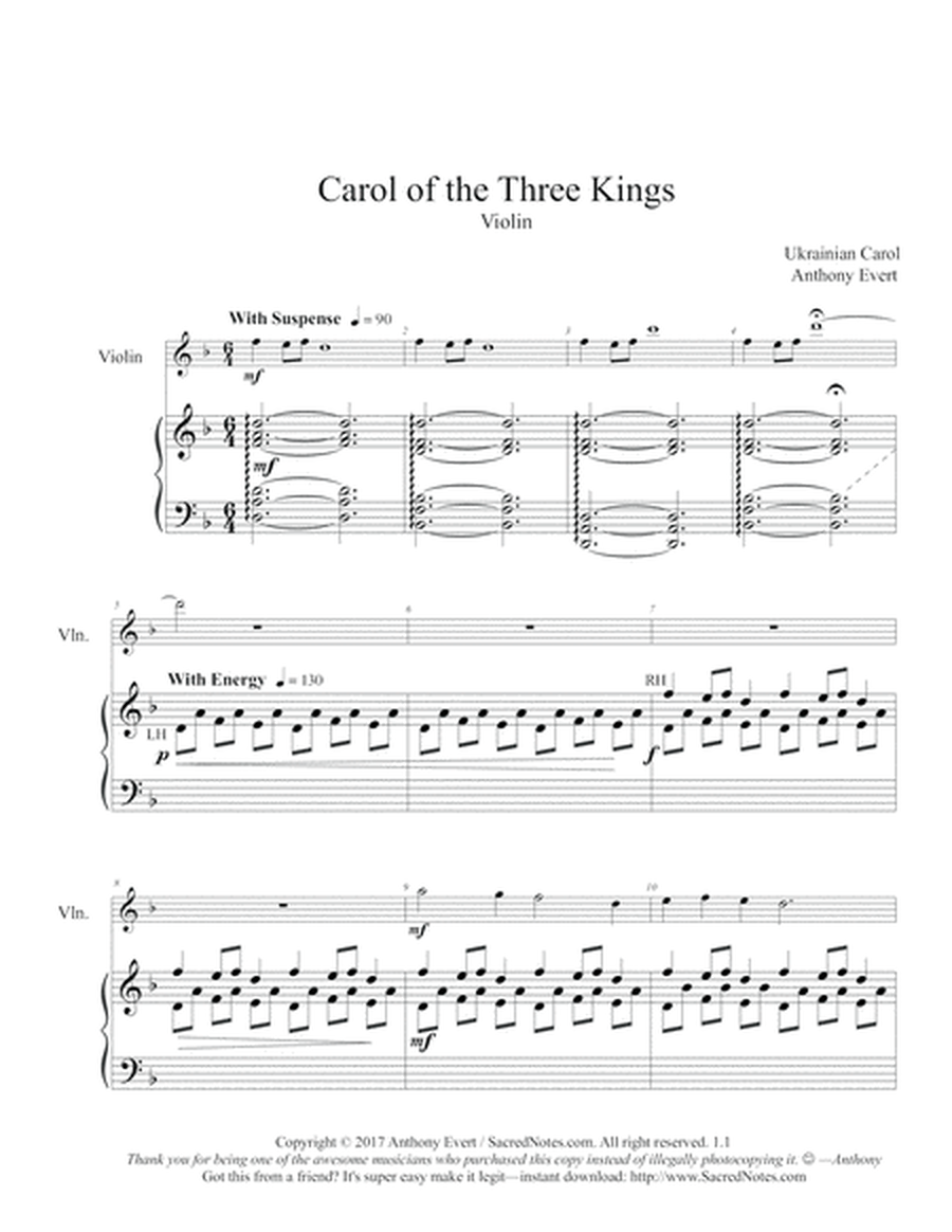 Carol of the Three Kings-Violin & Piano (We Three Kings with Carol of the Bells) image number null