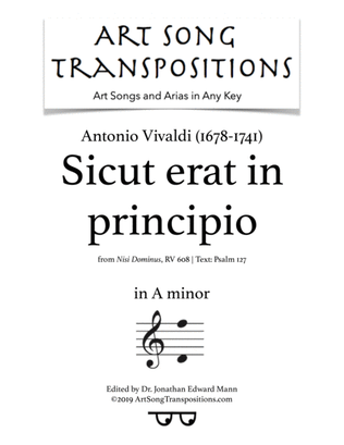 Book cover for VIVALDI: Sicut erat in principio (transposed to A minor)