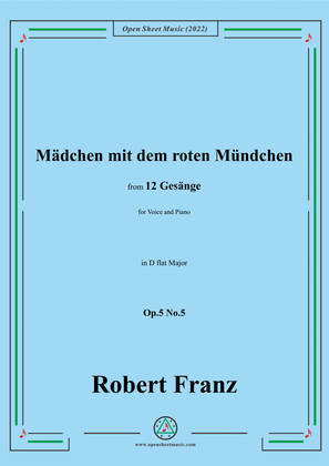 Book cover for Franz-Madchen mit dem roten Mundchen,in D flat Major,Op.5 No.5