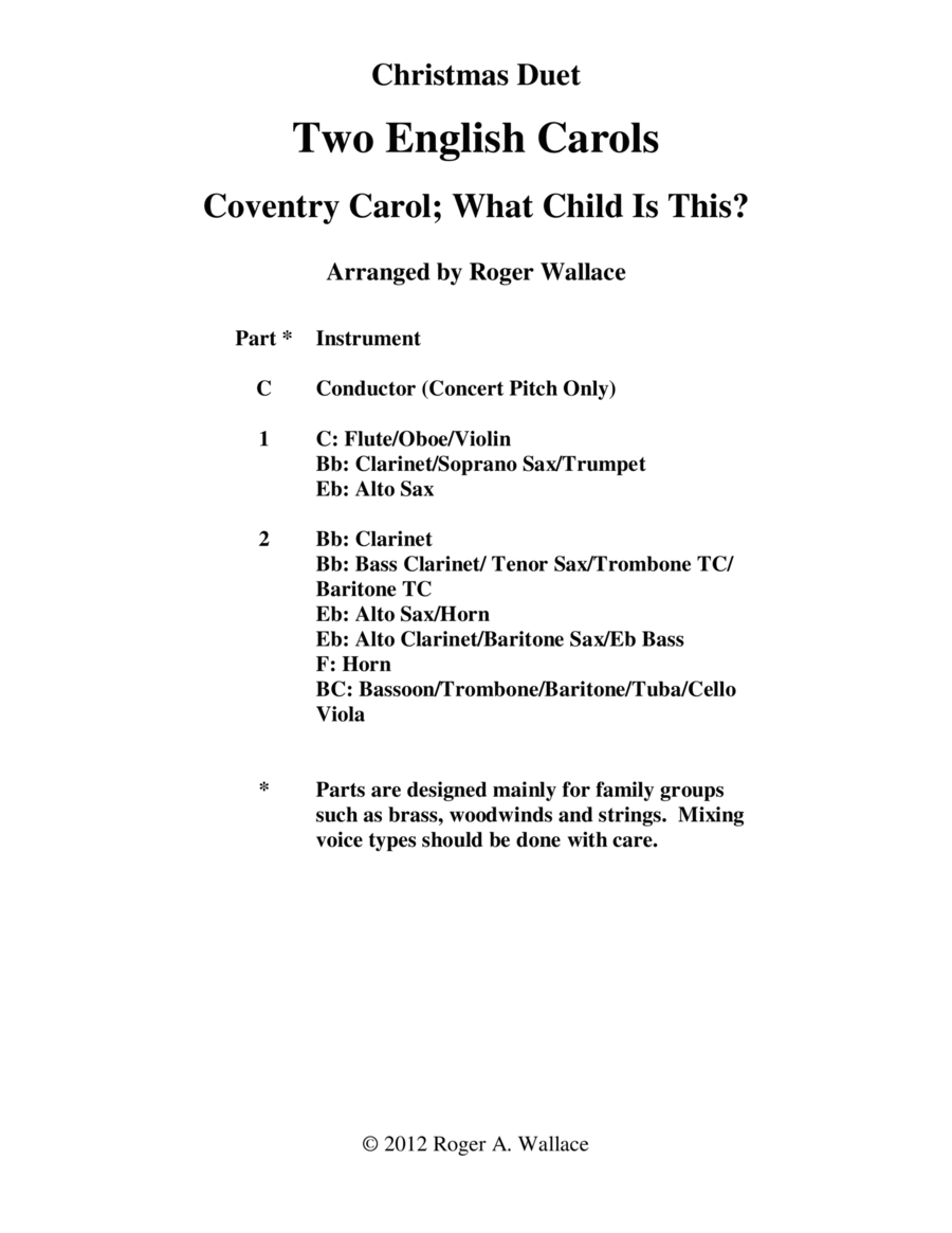 Two English Carols (Coventry Carol; What Child Is This?) - Brass Duet image number null
