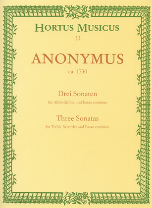 Book cover for Drei Sonaten for Treble Recorder (Flute) and Basso continuo