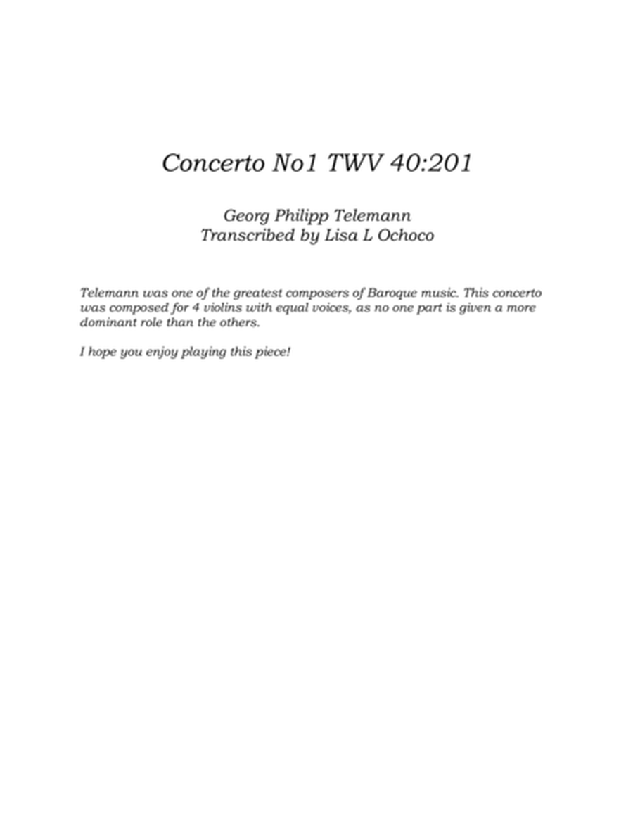 Concerto No1 TWV 40:201 for Clarinet Quartet image number null