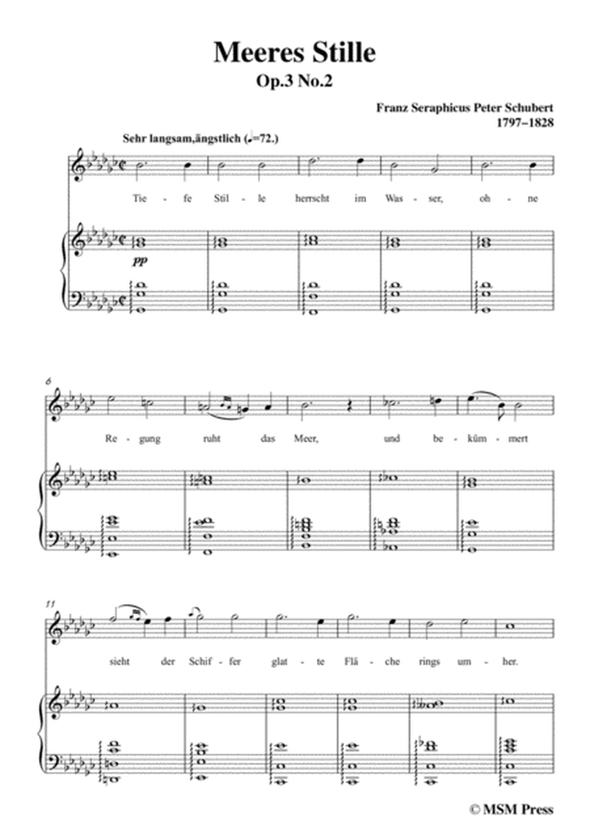 Schubert-Meeres Stille,Op.3 No.2,in G flat Major,for Voice&Piano image number null