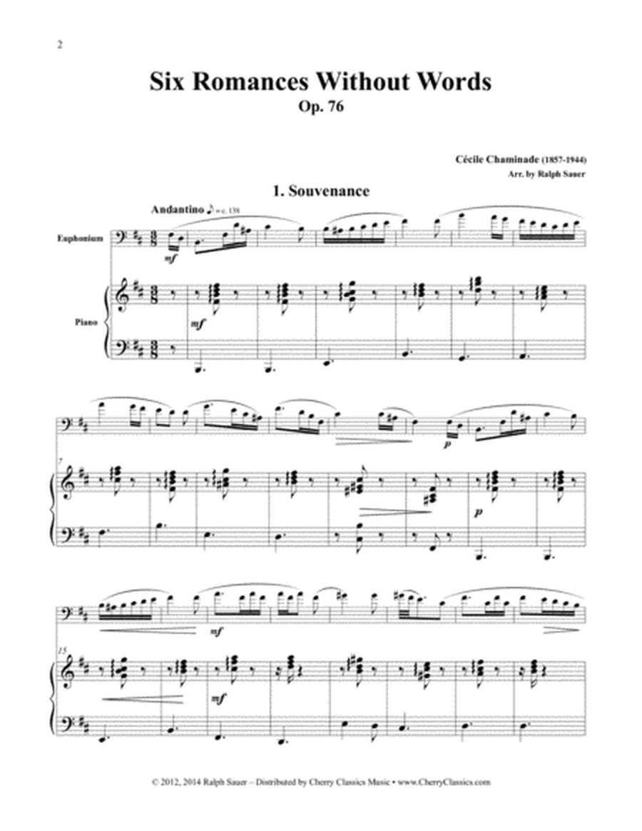 Six Romances Without Words, Op 76 for Euphonium and Piano