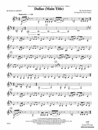 Dallas (Main Title): B-flat Bass Clarinet