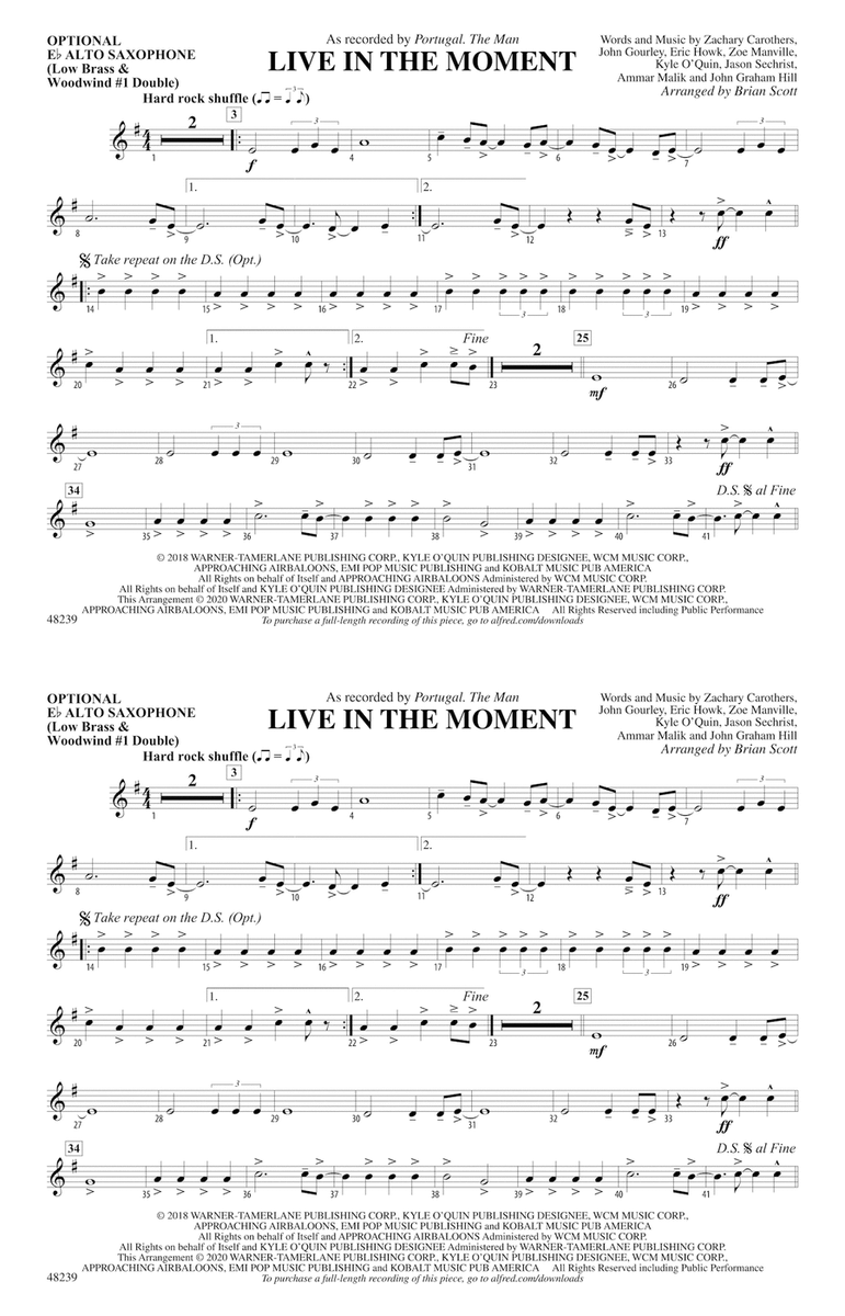 Live in the Moment: Optional Alto Sax