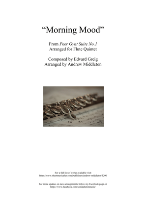 Book cover for Morning Mood from Peer Gynt Suite arranged for Flute Quintet
