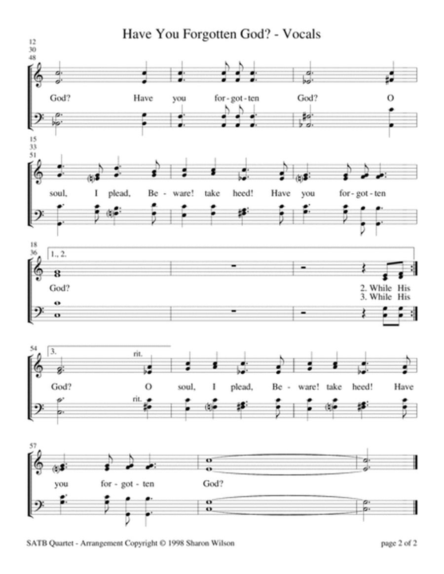 Have You Forgotten God? (for SATB Quartet with Piano Accompaniment) image number null