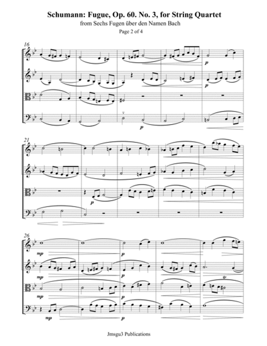 Schumann: Fugue 3 from Six Fugues on BACH, Op. 60, for String Quartet image number null