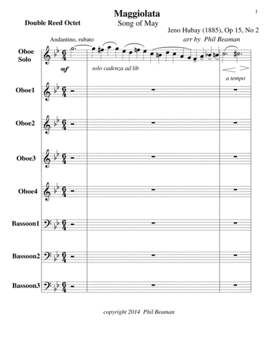 Maggiolata-Hubay-double reed octet