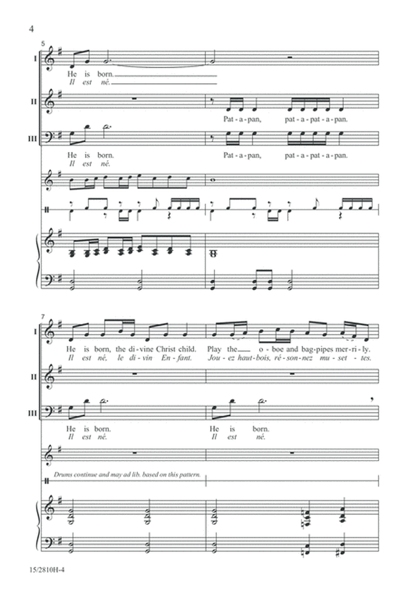 He Is Born with Pat-a-pan by Greg Gilpin 3-Part - Digital Sheet Music