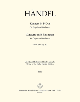 Book cover for Concerto for Organ and Orchestra B flat major, Op. 4/2 HWV 290