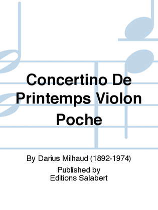 Book cover for Concertino De Printemps Violon