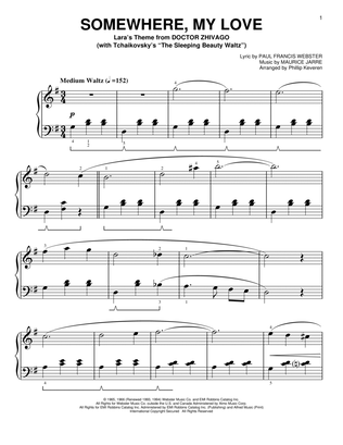 Book cover for Somewhere, My Love [Classical version] (arr. Phillip Keveren)