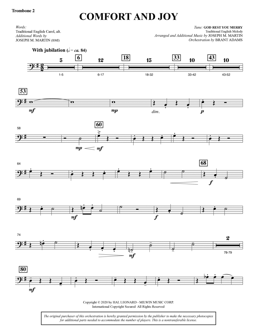 Comfort And Joy (Full Orchestra) - Trombone 2