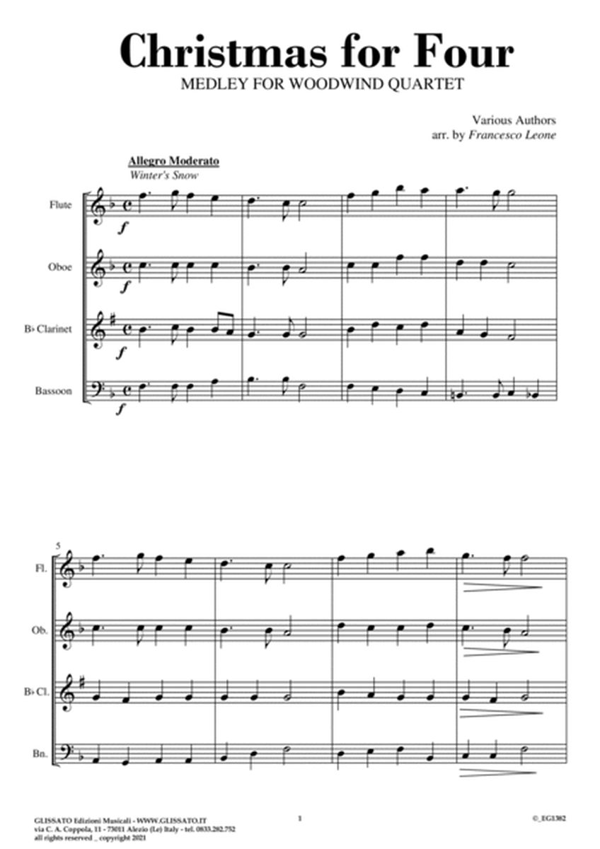 Christmas For Four - Medley for Woodwind Quartet (score & parts) image number null