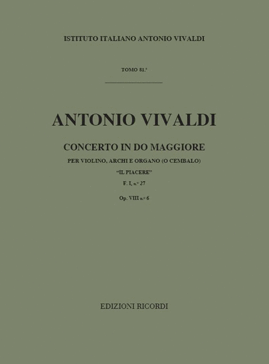 Concerto Per Violino, Archi e BC: In Do Rv 180