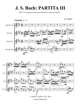 Book cover for Bach: Partita No. 3 BWV 827 for Saxophone Quartet