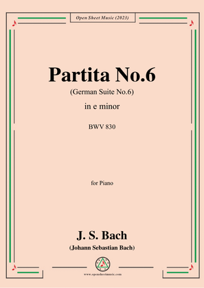 Book cover for J. S. Bach-Partita No.6,in e minor