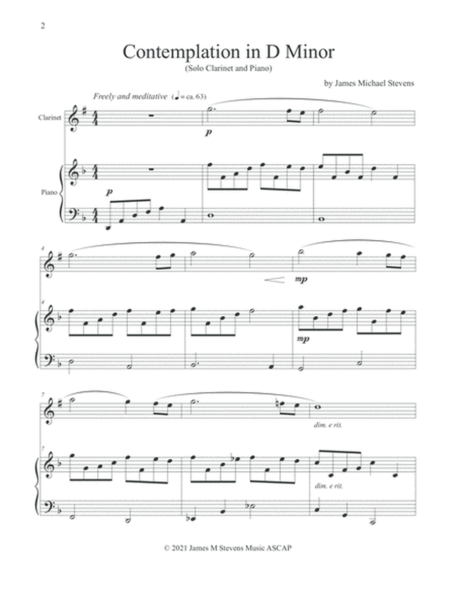 Contemplation in D Minor - Clarinet & Piano image number null