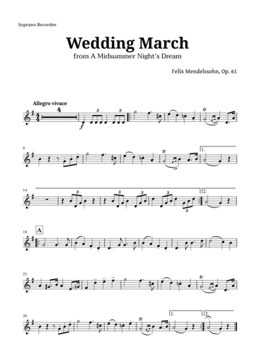 Wedding March by Mendelssohn for Recorder Quartet and Piano image number null