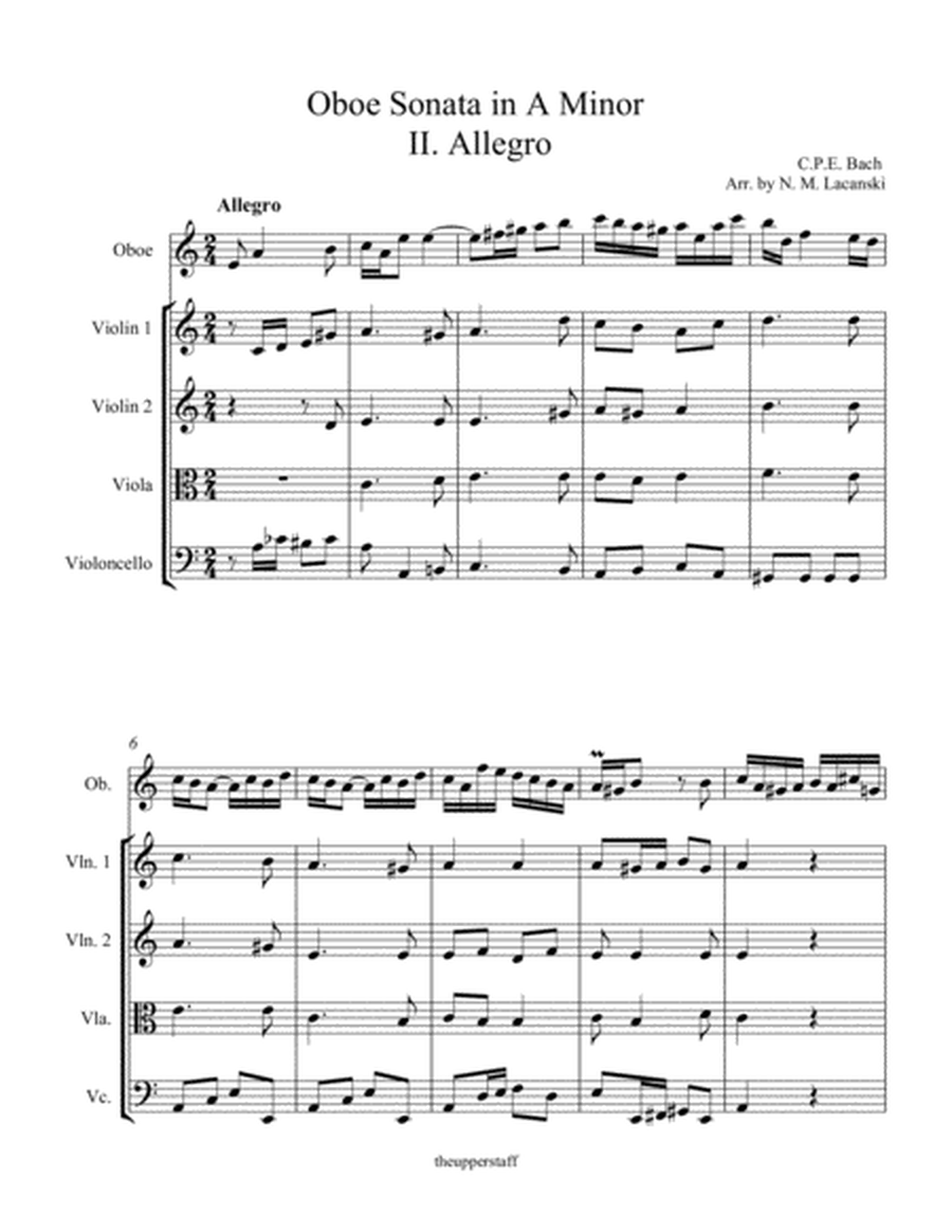 Sonata in A Minor for Oboe and String Quartet II. Allegro