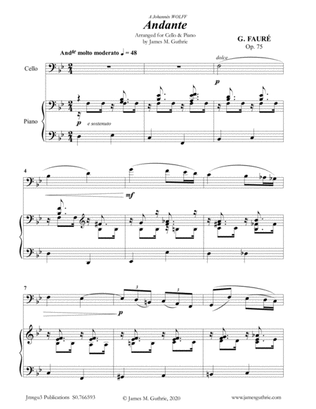 Book cover for Fauré: Andante Op. 75 for Cello & Piano