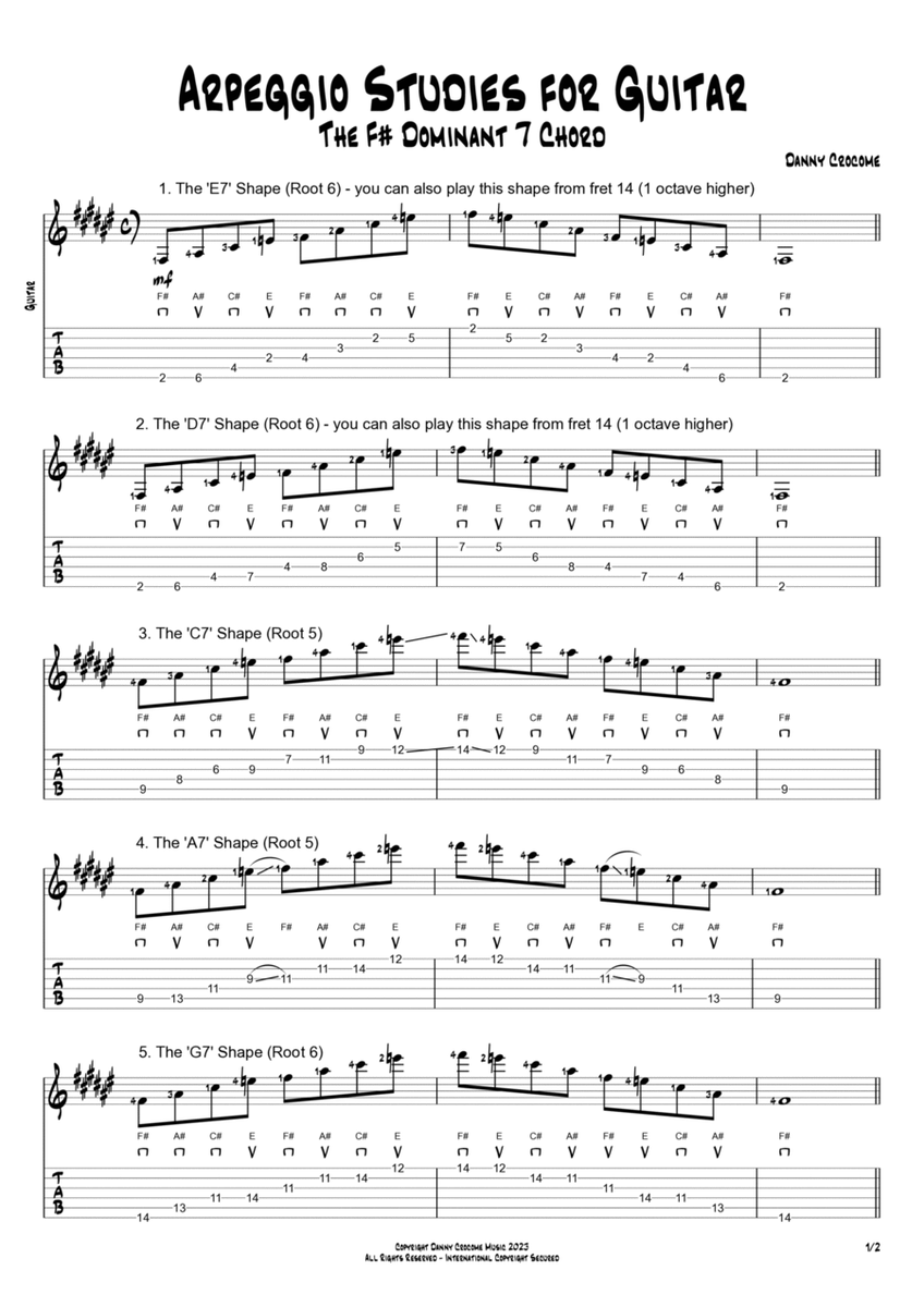 Arpeggio Studies for Guitar - The F# Dominant 7 Chord image number null