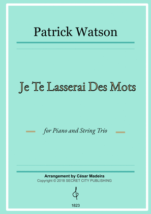 Book cover for Je Te Laisserai Des Mots - Score Only