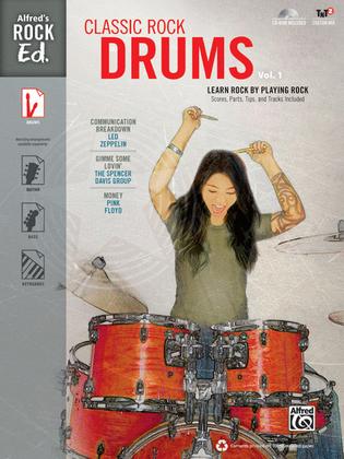 Book cover for Alfred's Rock Ed. -- Classic Rock Drums, Volume 1