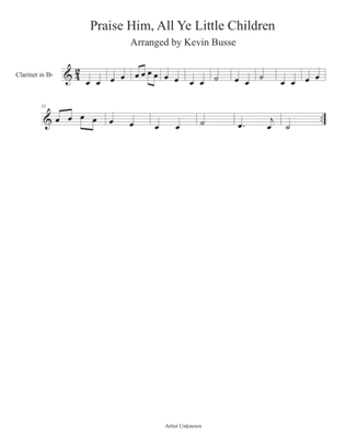 Book cover for Praise Him, All Ye Little Children (Easy key of C) - Clarinet