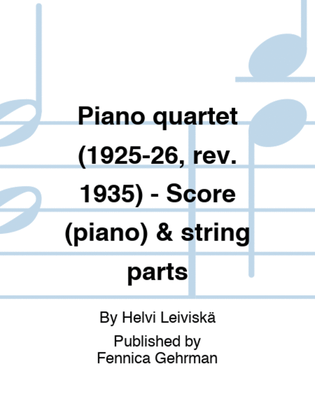 Piano quartet (1925-26, rev. 1935) - Score (piano) & string parts