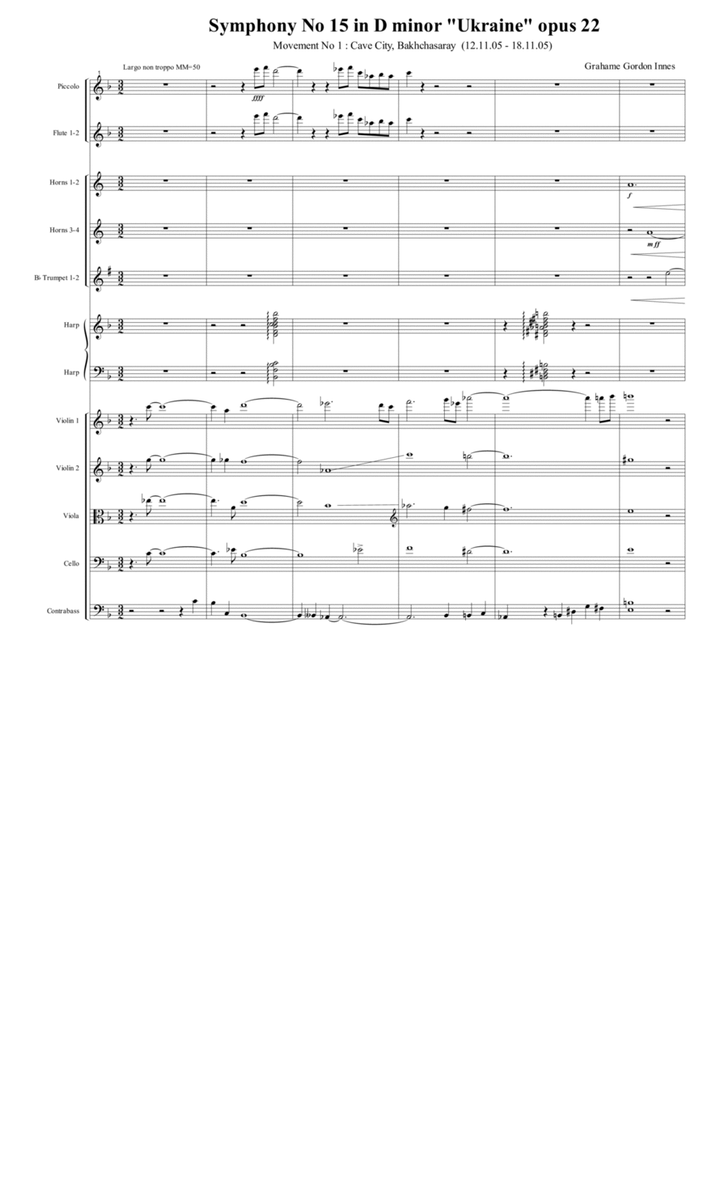 Symphony No 15 in D minor "Ukraine" Opus 22 - 1st Movement (1 of 5) - Score Only