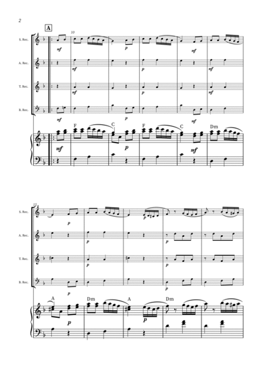 Turkish March - Recorder Quartet and Piano + CHORDS image number null