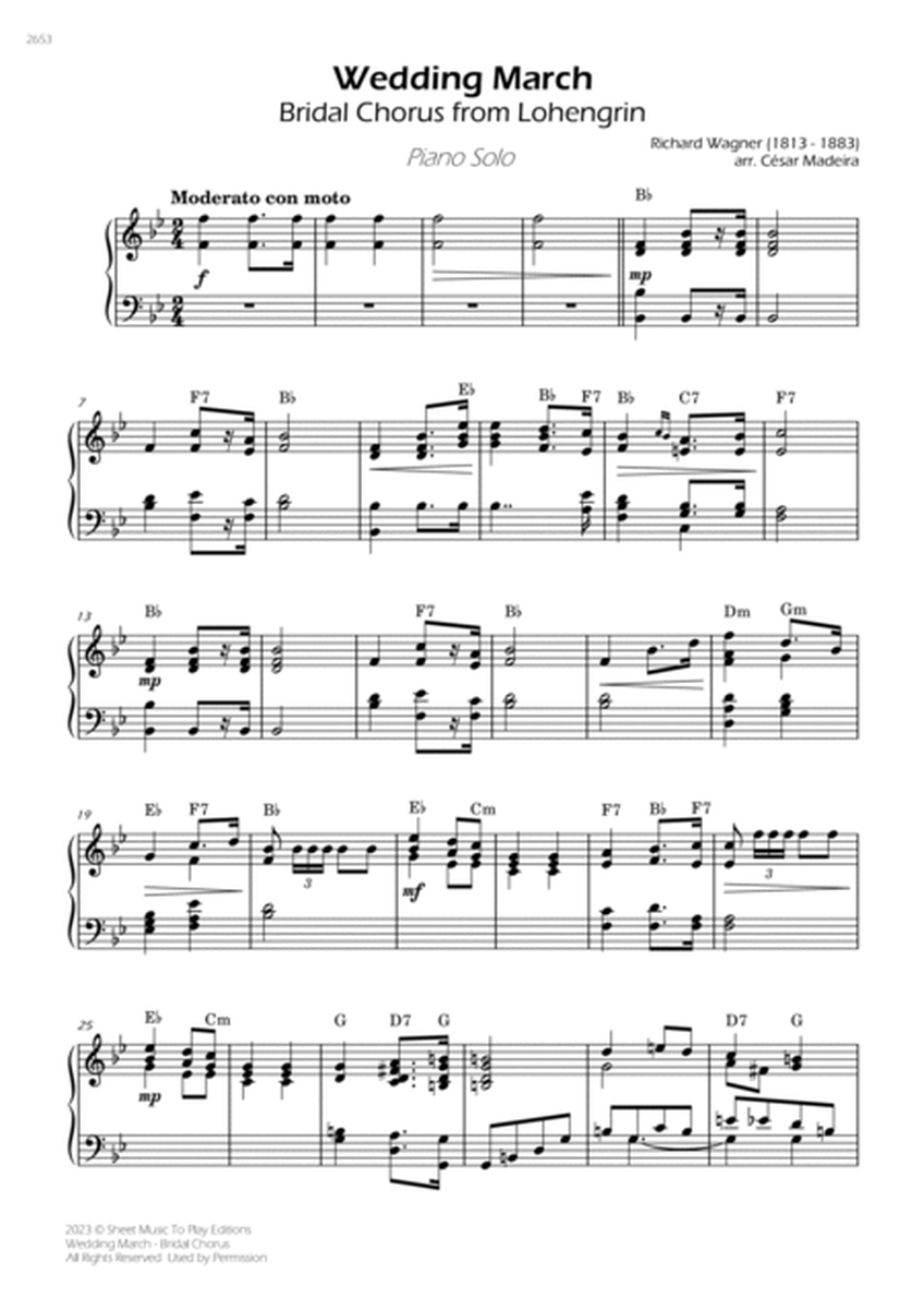 Wedding March (Bridal Chorus) - Piano Solo - W/Chords (Full Score) image number null