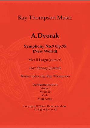 Book cover for Dvorak: Largo (extract) from Symphony No.9 (New World) Op.95 - string quartet