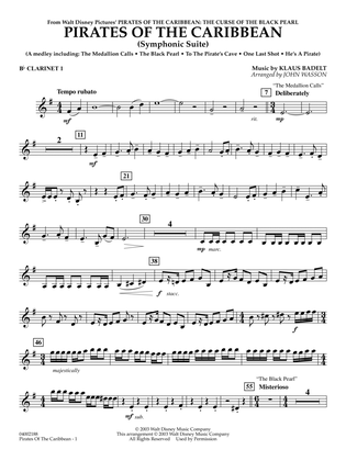 Book cover for Pirates Of The Caribbean (Symphonic Suite) (arr. John Wasson) - Bb Clarinet 1