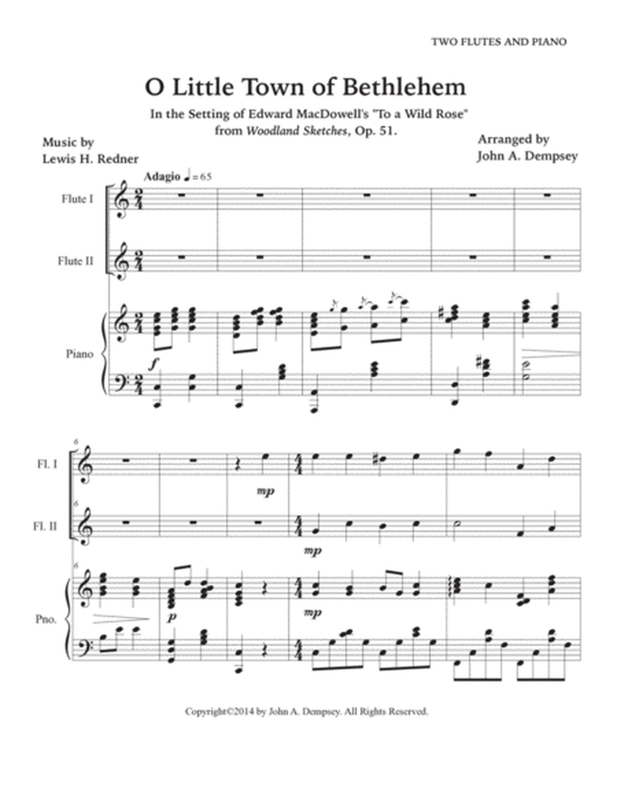 O Little Town of Bethlehem (Trio for Two Flutes and Piano) image number null