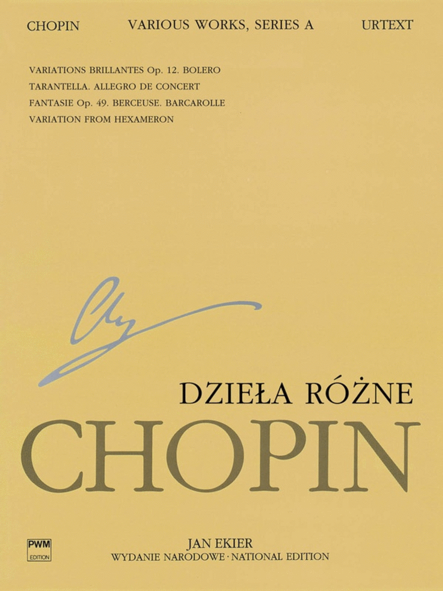 Chopin - Various Works Series A National Edition Urtext