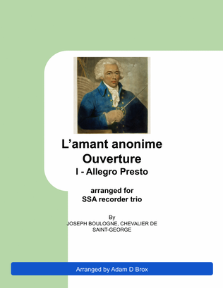 Book cover for L'amant anonime - Ouverture - 1: Allegro Presto