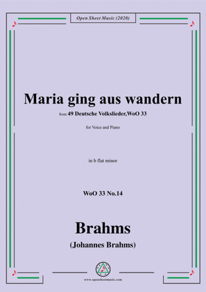 Book cover for Brahms-Maria ging aus wandern,WoO 33 No.14,in b flat minor,for Voice and Piano