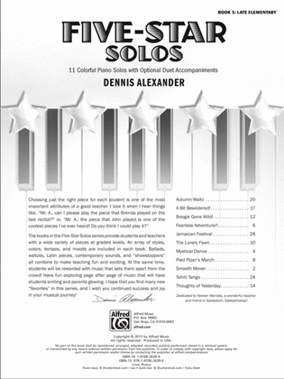 Book cover for Five-Star Solos, Book 3: 11 Colorful Piano Solos with Optional Duet Accompaniments