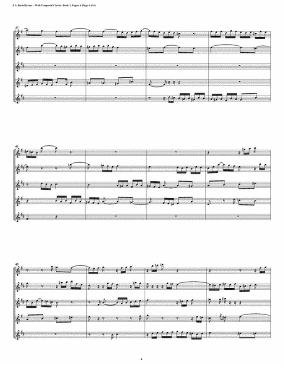 Fugue 04 from Well-Tempered Clavier, Book 2 (Saxophone Quintet) image number null