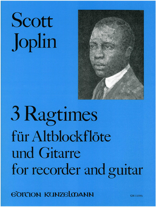 Book cover for 3 ragtimes for treble recorder and guitar